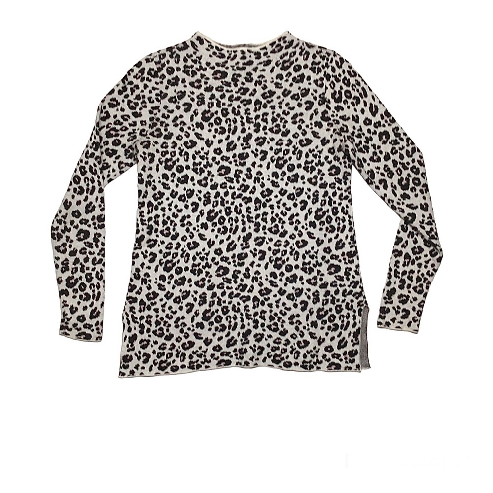 LOFT Leopard Print 100% Cotton Tunic Sweater Long Sleeve Size XS Soft Knit